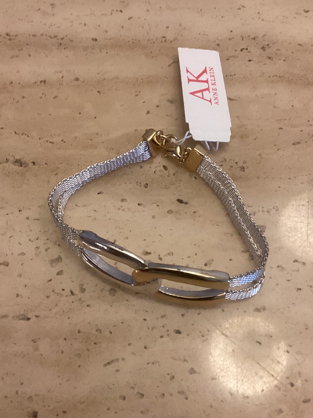 Anne Klein Two-Tone Gold and Silver Mesh Link Bracelet